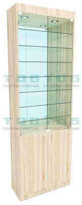 Стеклянная витрина №6-3 с каркасом из ДСП (задняя стенка - зеркало)