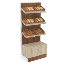 Пристенная торговая система BAKERY с накопителями и наклонными полками для хлеба и выпечки