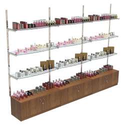 Настенные системы с полками для продажи парфюмерии шириной 3600 мм серии PERFUME