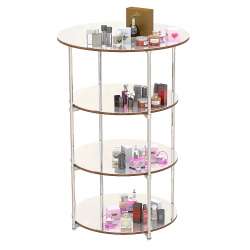 Хромированные стенды для продажи парфюмерии с круглыми полками серии PERFUME-SF