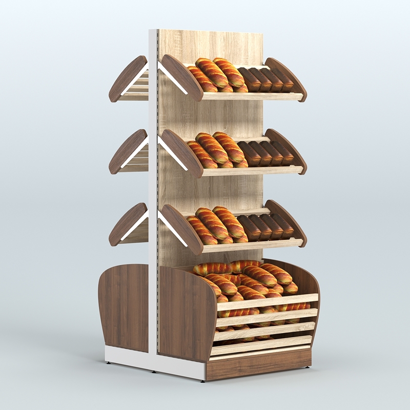 Стеллажи для хлеба островные высокие с накопителями