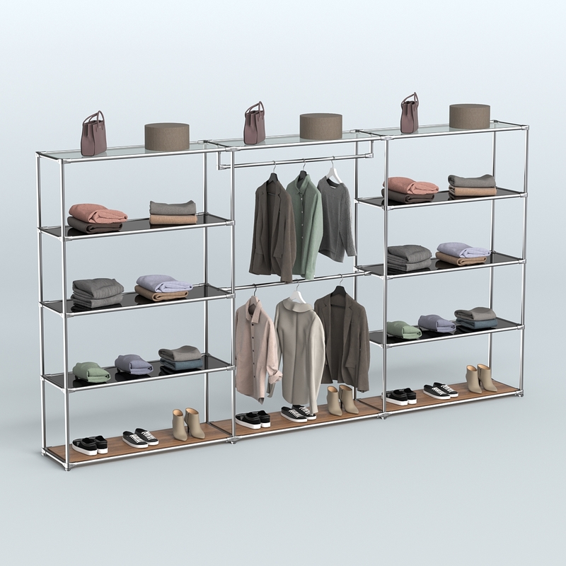 Торговая система ХРОМ без ДСП 3600 мм с тонированными полками и поручнями