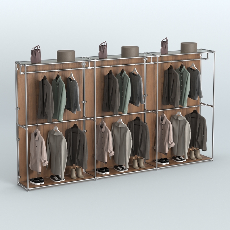 Торговая система ХРОМ (задняя стенка - ДСП) 3600 мм с поручнями