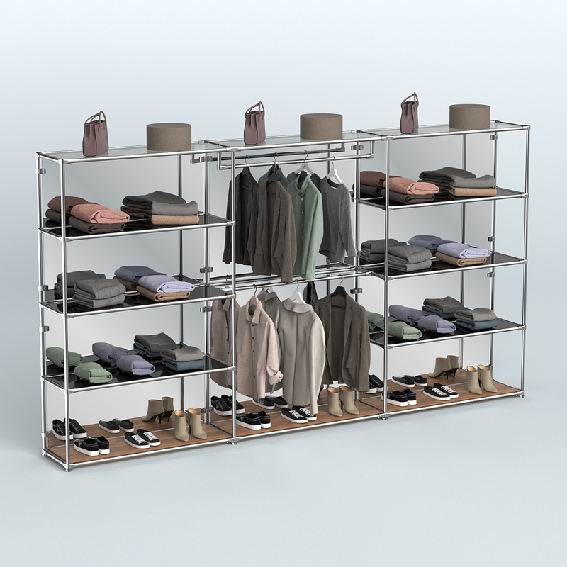 Торговая система ХРОМ (задняя стенка - зеркало) 3600 мм с тонированными полками и поручнями