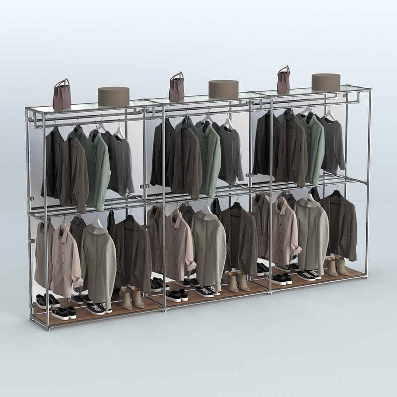 Торговая система ХРОМ (задняя стенка - зеркало) 3600 мм с поручнями