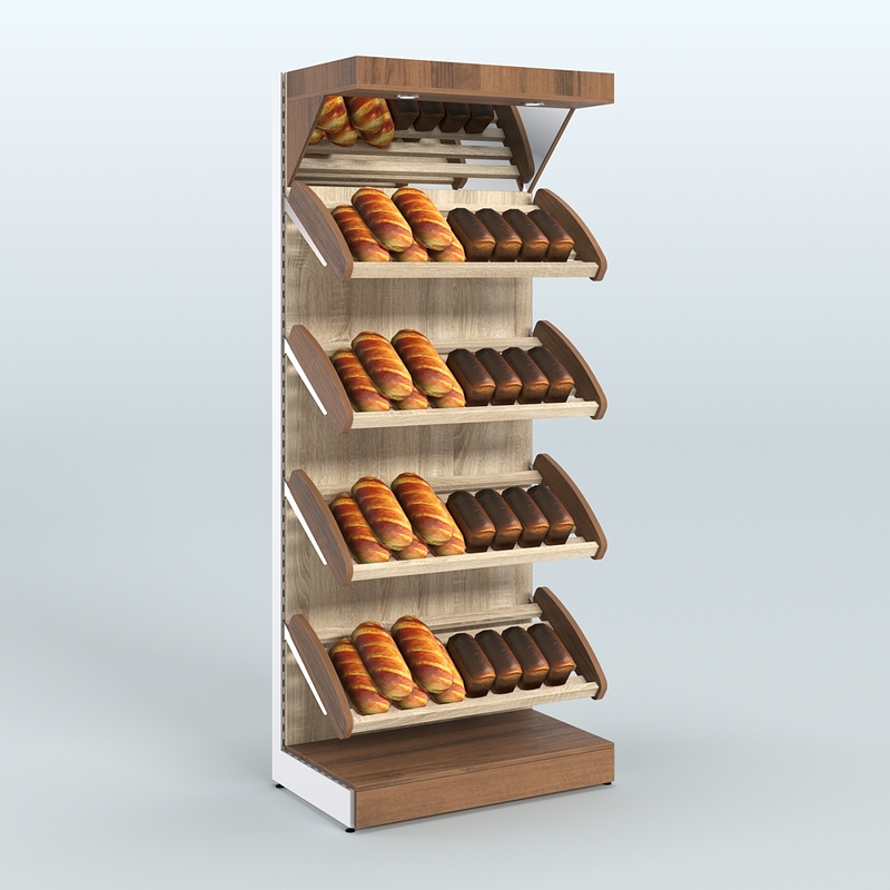 Стеллажи для хлеба пристенные с фризом