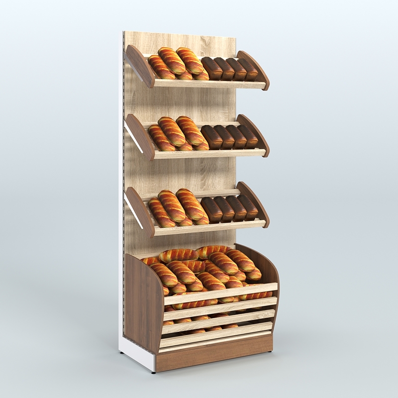 Стеллажи для хлеба пристенные с накопителем