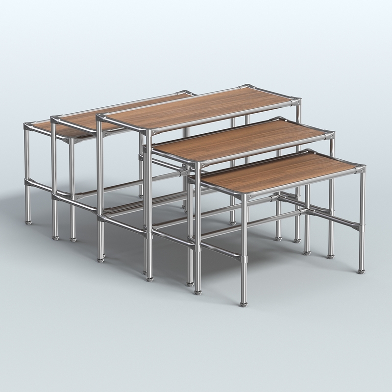 Торговые хромированные демо-столы