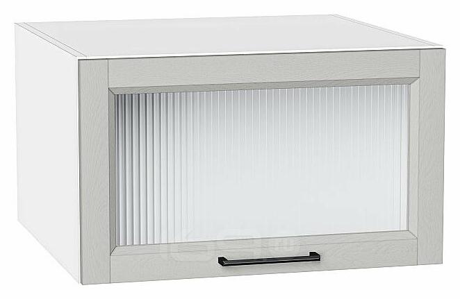 Шкаф верхний горизонтальный остекленный глубокий Сканди Grey Silkwood/Белый 358*600*576