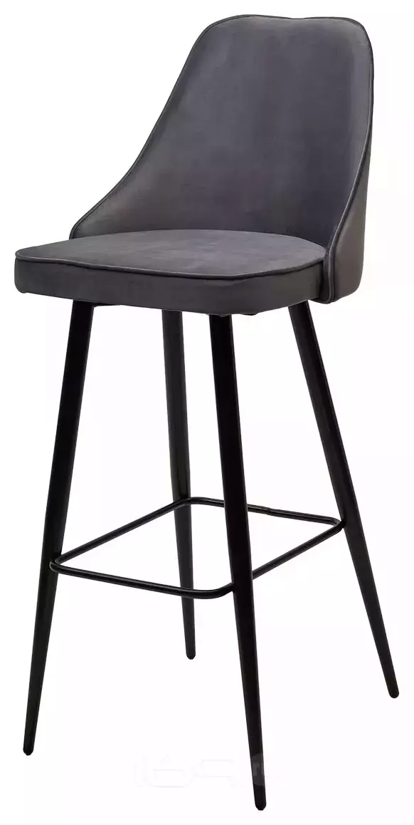 Барный стул NEPAL-BAR СЕРЫЙ #27, велюр/ черный каркас (H=78cm) М-City