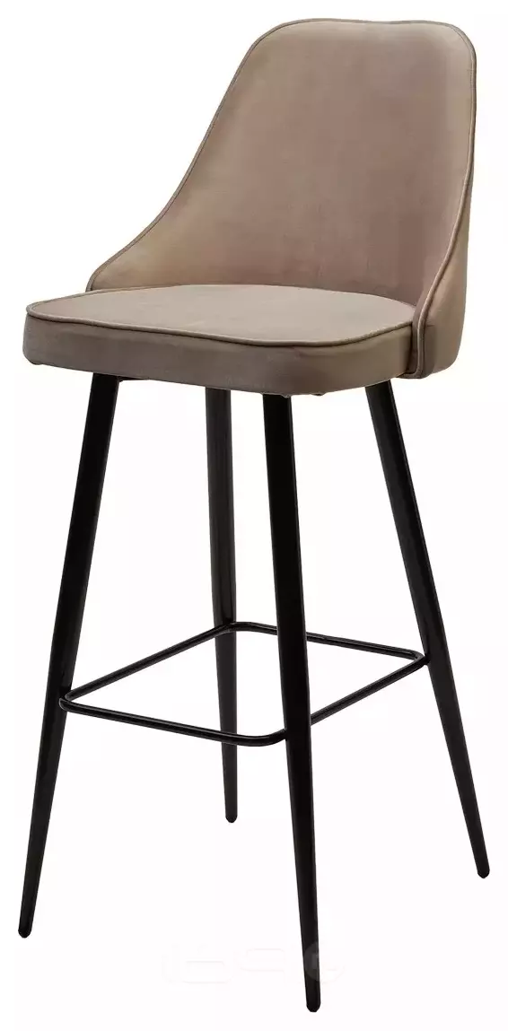 Барный стул NEPAL-BAR БЕЖЕВЫЙ #5, велюр/ черный каркас (H=78cm) М-City