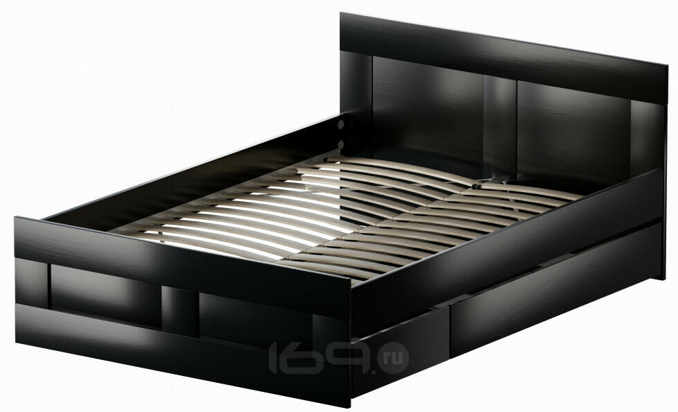 Кровать Сириус без обивки венге без подъёмного механизма 1400x2000, ортопедическое основание, изголовье жесткое