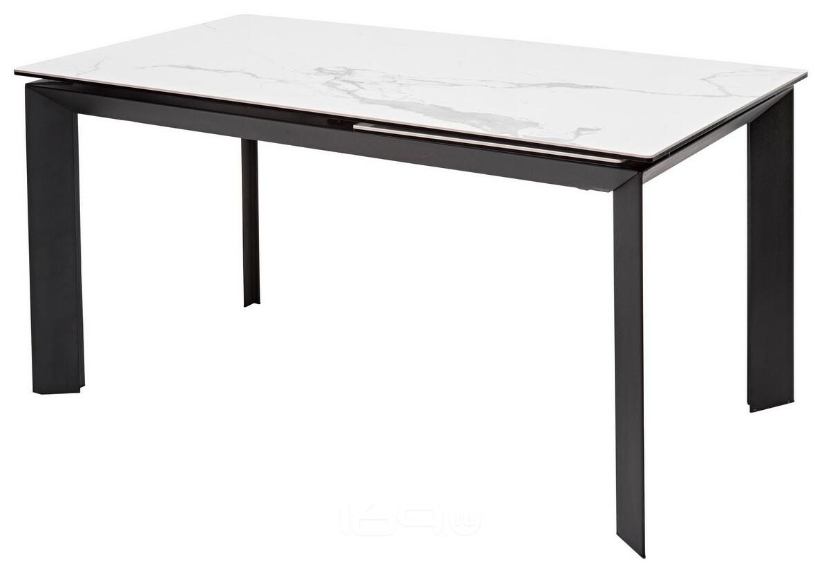 Стол CREMONA 140 HIGH GLOSS STATUARIO Белый мрамор глянцевый, керамика/ черный