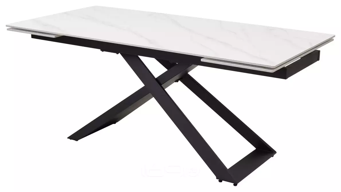 Стол LIVORNO 180 MATT WHITE MARBLE SOLID CERAMIC / BLACK, ®DISAUR