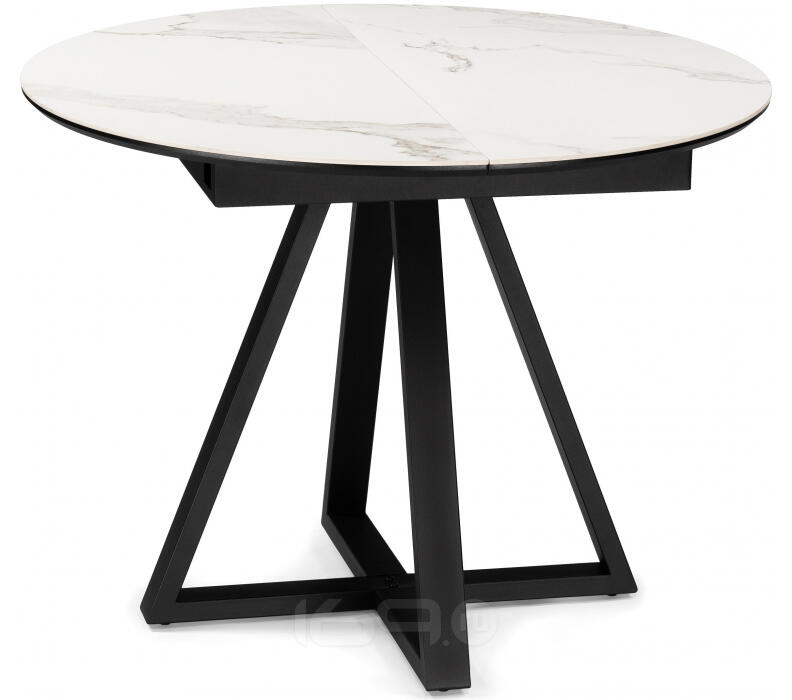 Керамический стол Нельсон 100(140)х100х76 alpine white / черный
