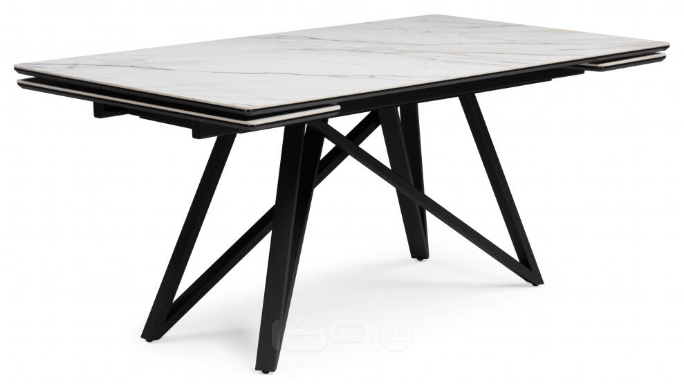 Керамический стол Вилсон 160(220)х89 белый gilt white / черный