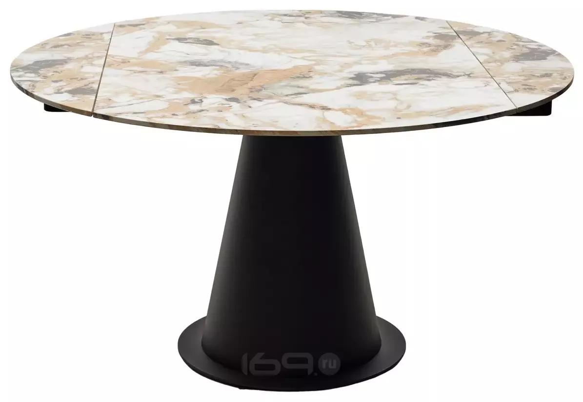 Стол TERAMO 135 GLOSS GRAND JADE SOLID CERAMIC, керамика, поворотн.механизм / Черный каркас, ®DISAUR