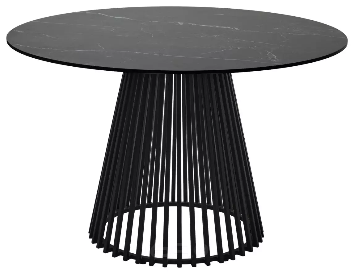 Стол TERNI 120 MATT BLACK MARBLE SOLID CERAMIC Черный мрамор матовый, керамика /Черн.каркас, ®DISAUR