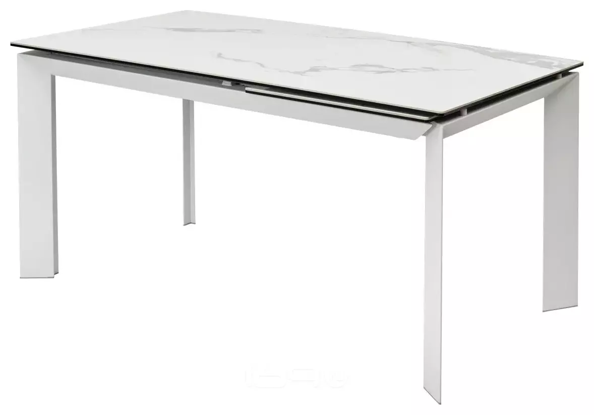 Стол CREMONA 140 HIGH GLOSS STATUARIO Белый мрамор глянцевый, керамика/ белый каркас, ®DISAUR