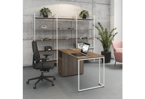 Стол на опорной тумбе левый Мейлон, цвет орех