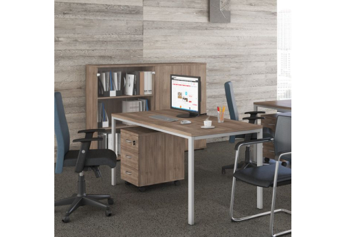 Стол письменный на металлокаркасе Прайм Металл 25, цвет шамони темный + серый