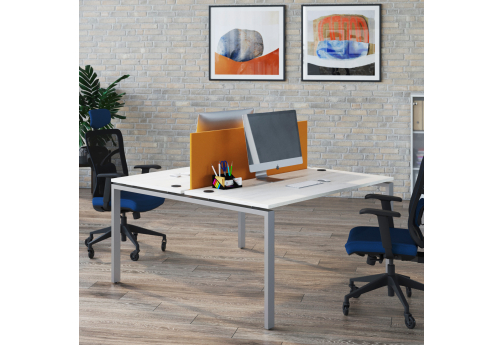 Стол на 2 рабочих места (с просветом) Апрель Люкс Белый, цвет белый