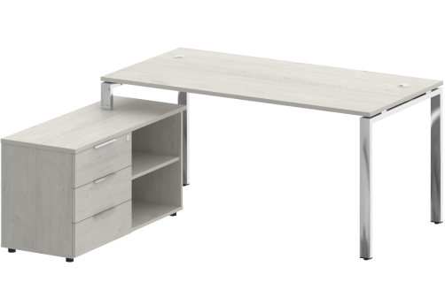 Стол руководителя с опорной тумбой левый, цвет дуб наварра