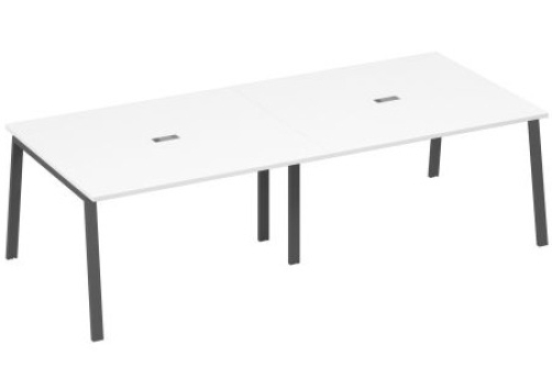 Стол для переговоров Мира Трио, цвет белый премиум + антрацит