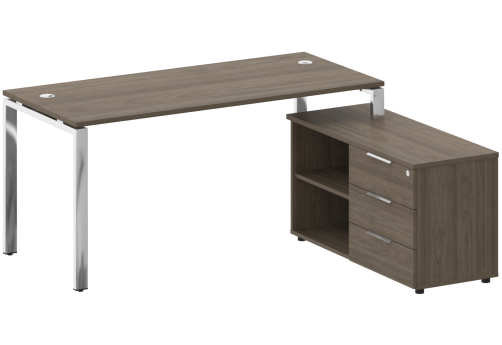 Стол руководителя с опорной тумбой правый, цвет вяз