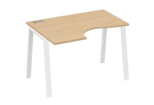 Стол эргономичный левый 120 Мира Трио, цвет натуральный дуб + белый