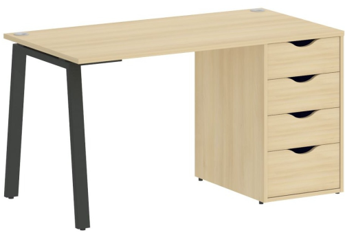 Стол письменный с тумбой 4 ящика, цвет акация + антрацит