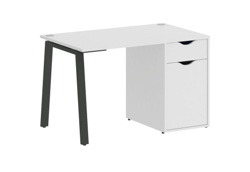 Стол письменный с тумбой, цвет белый + антрацит