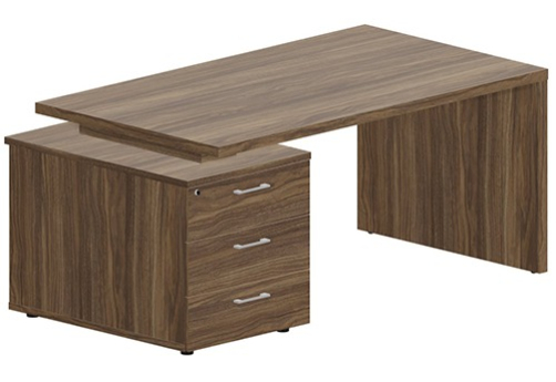 Стол на опорной тумбе (левый) Эльберт, цвет орех