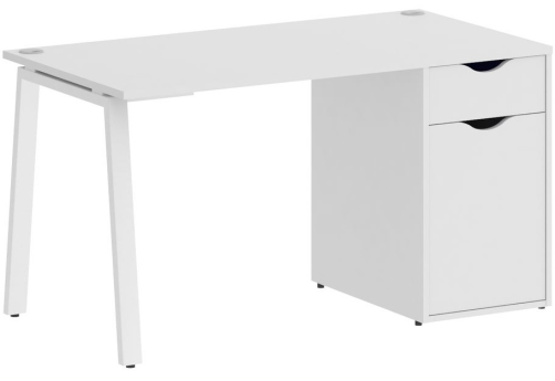 Стол письменный с тумбой, цвет белый + белый