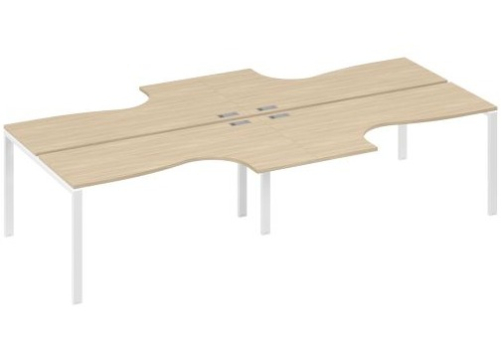 Рабочая станция эргономичная (4х160) Мира Нумо, цвет дуб скандинавский + белый