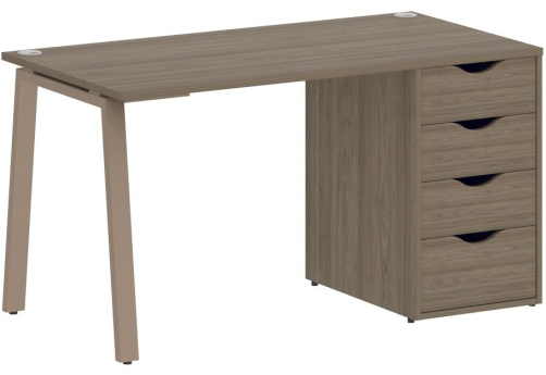 Стол письменный с тумбой 4 ящика, цвет вяз + мокко