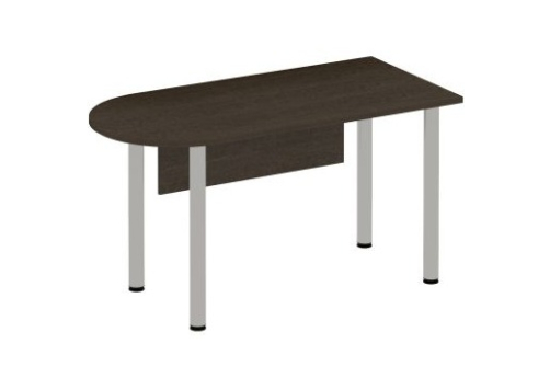 Стол письменный полукруглый на хромированных опорах с экраном Тарли Хром, цвет венге