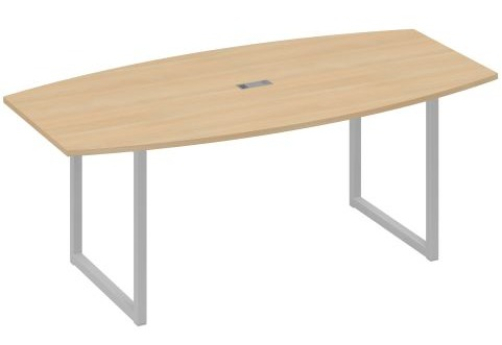 Стол для переговоров фигурный Мира Одри, цвет натуральный дуб + серый