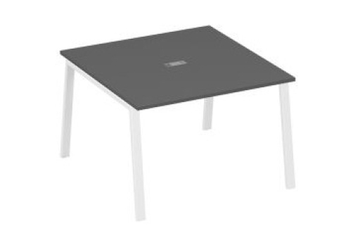 Стол для переговоров Мира Трио, цвет антрацит премиум + белый
