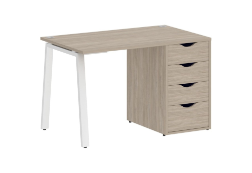 Стол письменный с тумбой 4 ящика, цвет дуб аттик + белый