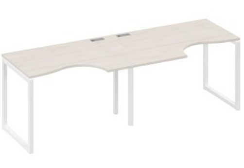 Рабочая станция эргономичная (2х120) Мира Одри, цвет дуб шамони + белый