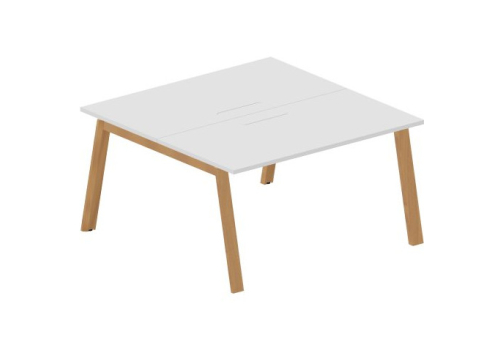 Стол составной на 2 рабочих места с лючками Флориан, цвет белый