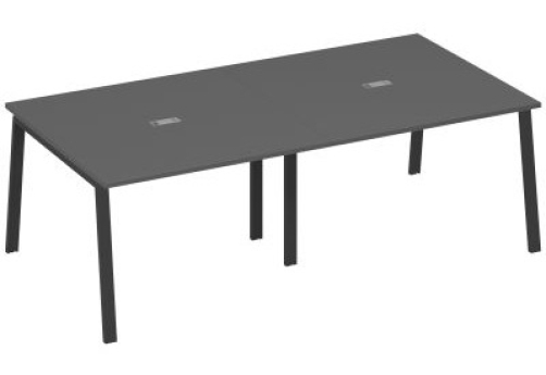 Стол для переговоров Мира Трио, цвет антрацит премиум + антрацит
