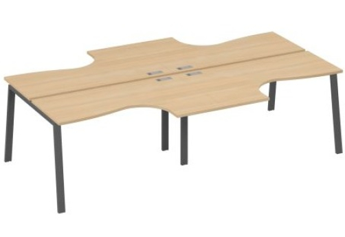 Рабочая станция эргономичная 4х140 Мира Трио, цвет натуральный дуб + антрацит