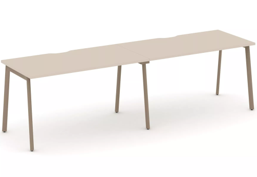 Рабочая станция на 2 места (с вырезом под провода), цвет капучино