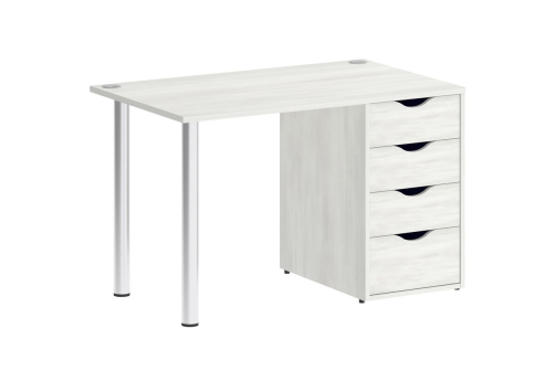 Стол письменный с тумбой 4 ящика, цвет белое дерево