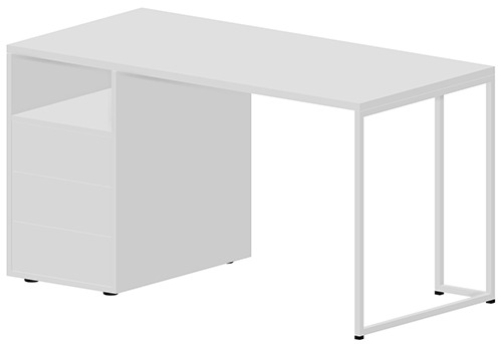 Стол на опорной тумбе левый Мейлон, цвет белый
