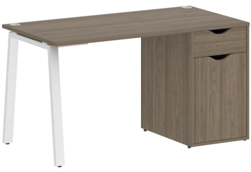 Стол письменный с тумбой, цвет вяз + белый