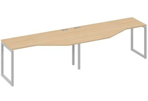Рабочая станция эргономичная (2х160) Мира Одри, цвет натуральный дуб + серый