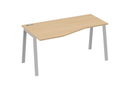 Стол эргономичный левый 160 Мира Трио, цвет натуральный дуб + серый